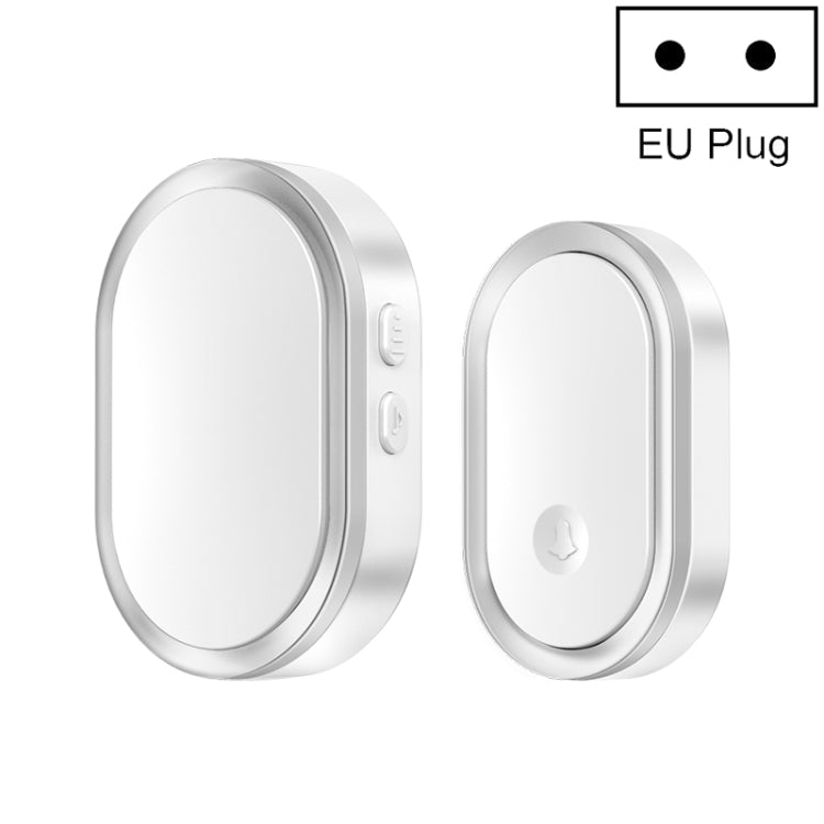 Smart doorbell pager, white face with silver trim; EU plug.