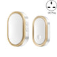 White and gold oval smart doorbell receiver pair with side buttons and bell icon