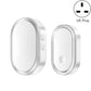 White oval smart doorbell receiver pair with silver frame and side button controls