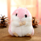 Cute plush hamster keychain bag pendant in pink and white, soft stuffed design