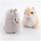 Plush hamster keychain bag pendants with metal key rings: gray and light brown