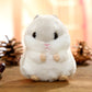 Light gray plush hamster keychain bag pendant with stitched eyes, nose, and paws