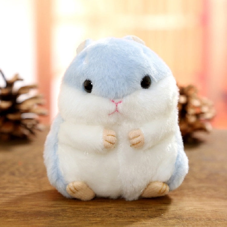 Light blue plush hamster keychain bag pendant with embroidered face and tiny feet