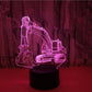 3D excavator touch table lamp with purple LED excavator outline on black base