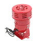 Red mini alarm buzzer with round top speaker vent and wired mounting bracket