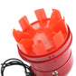Red alarm buzzer horn grille close-up with vented dome and screw holes