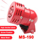 Red mini alarm buzzer with metal shell, screw-fix mount, and black wire leads