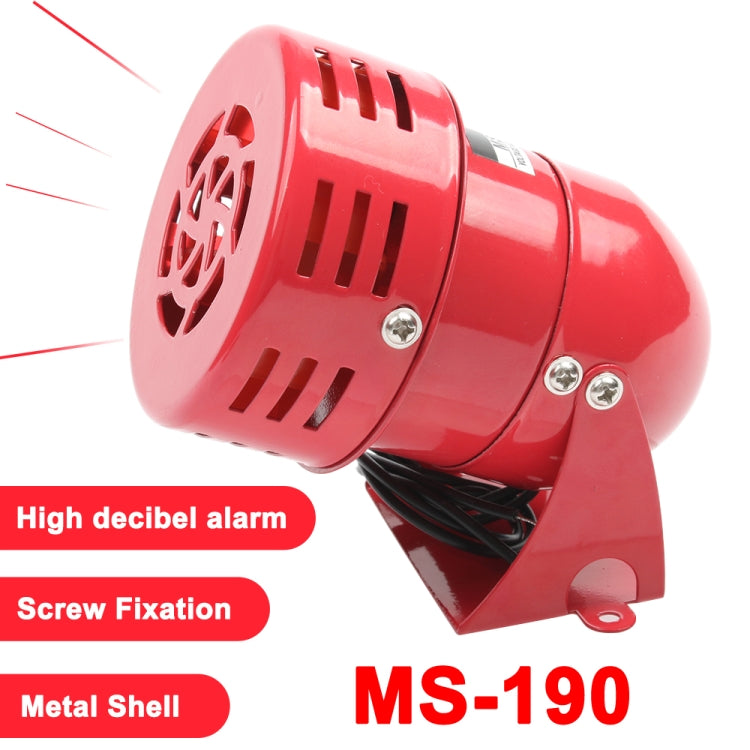 Red mini alarm buzzer with metal shell, screw-fix mount, and black wire leads