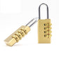 Brass four-digit code padlock with angled shackle and four-number combination dials