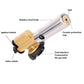 Handheld welding torch diagram showing ignition switch, ceramic protection ring, card interface