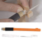 DIY razor saw kit in use: hand cutting wood with orange handle, included blades