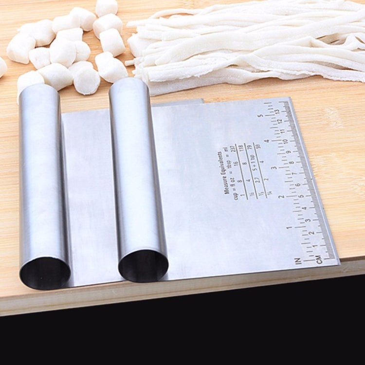 Stainless steel noodle cutter rollers with measuring scale on base sheet