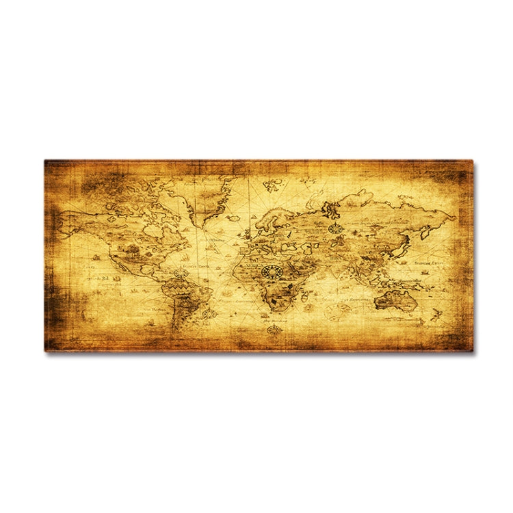 Vintage world map rug, rectangular warm brown design with antique cartography print