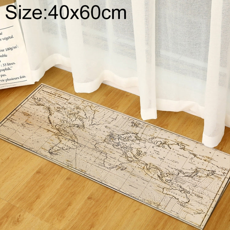 Light gray world map area rug with vintage cartography lines and compass rose