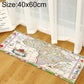 Kids world map rug with colorful illustrated border and vintage map print