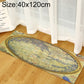 Blue-green vintage map print rug with gold border, rectangular 40x120cm