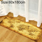 Vintage world map area rug 60x180cm, golden yellow distressed cartography