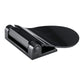Black wall-mounted shower foot rest, angled view with rounded textured tread