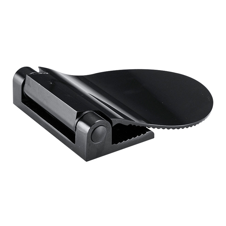 Black wall-mounted shower foot rest, angled view with rounded textured tread