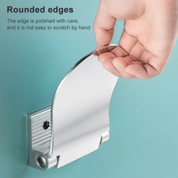 Silver folding shower foot rest with rounded edge and ridged grip surface