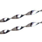 Close-up of reflective chrome spiral blades with bird graphic detail