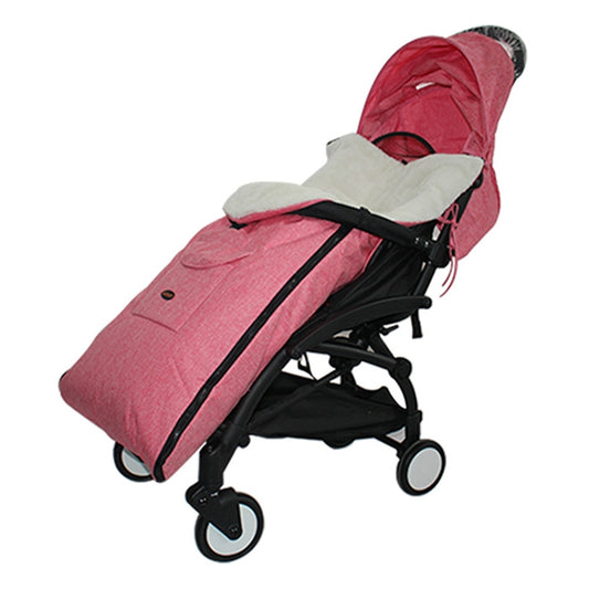 Pink baby stroller sleeping bag footmuff with hood and black zipper trim