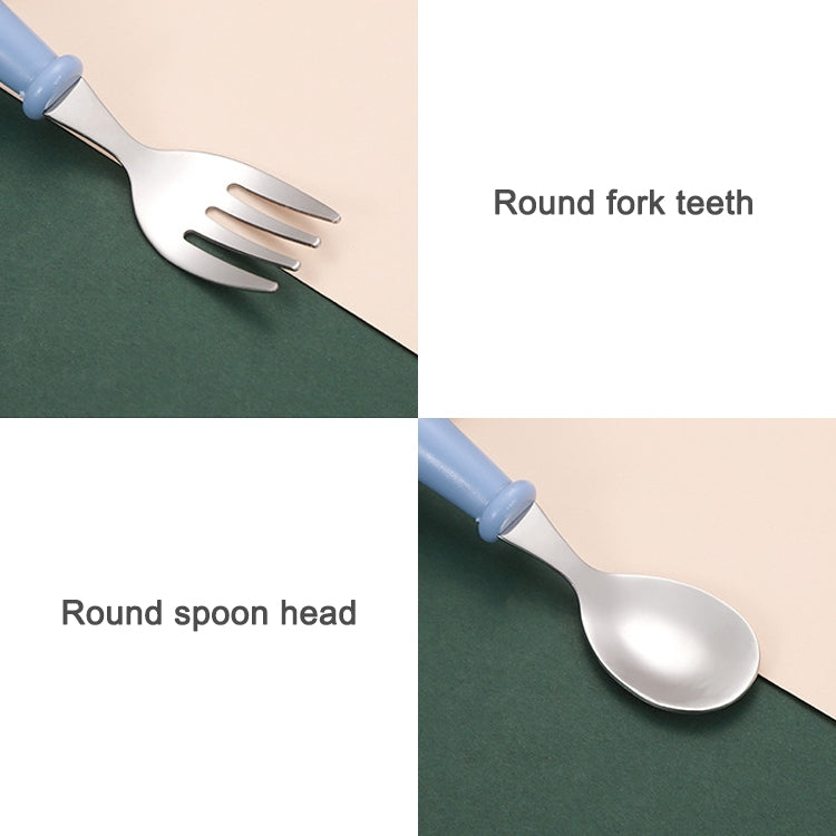 Baby fork and spoon with rounded tines and smooth spoon head