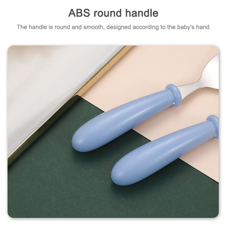 Baby spoon and fork with smooth rounded blue handles