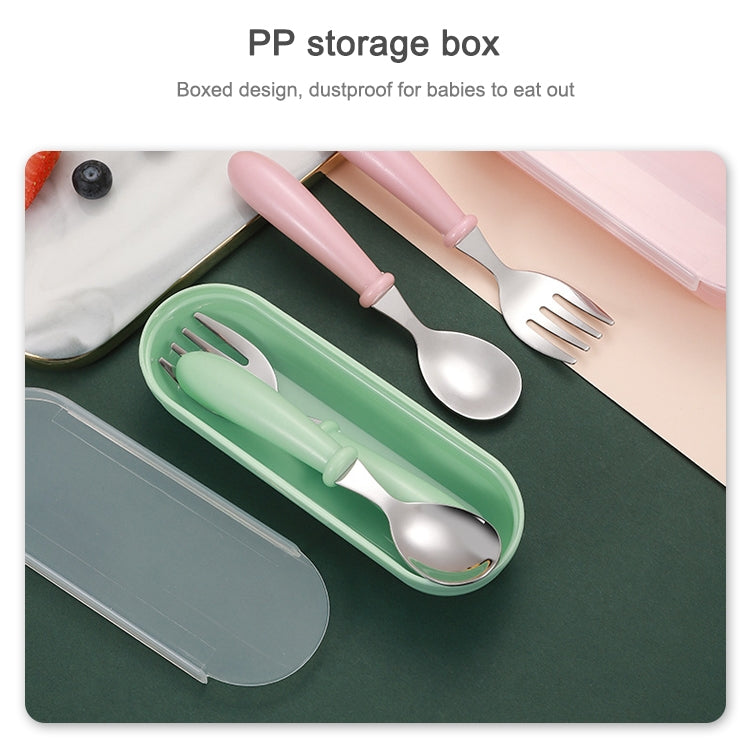 3-piece baby cutlery set in storage box with spoon and fork cases