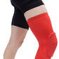Red long knee sleeves with honeycomb textured shock-guard pad