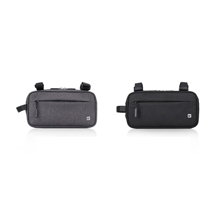 Rhinowalk front hanging bicycle bags, gray and black, with front zip and side pocket