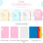Macaron-color loose-leaf notebook set with multiple pastel covers in yellow, blue, pink