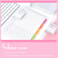 Frosted yellow loose-leaf binder notebook cover with pastel label and metal binder rings