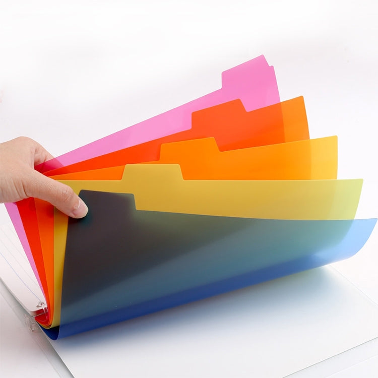 Set of colorful index tabs for a loose-leaf binder notebook arranged in layers