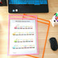 Pink hanging PVC A4 transparent dry-erase document bag with worksheet sheet inside