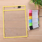 Yellow hanging PVC A4 transparent dry-erase document bag with top hole and black label strip