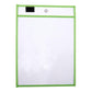 Green hanging PVC A4 transparent dry-erase document bag, top hole and black label strip