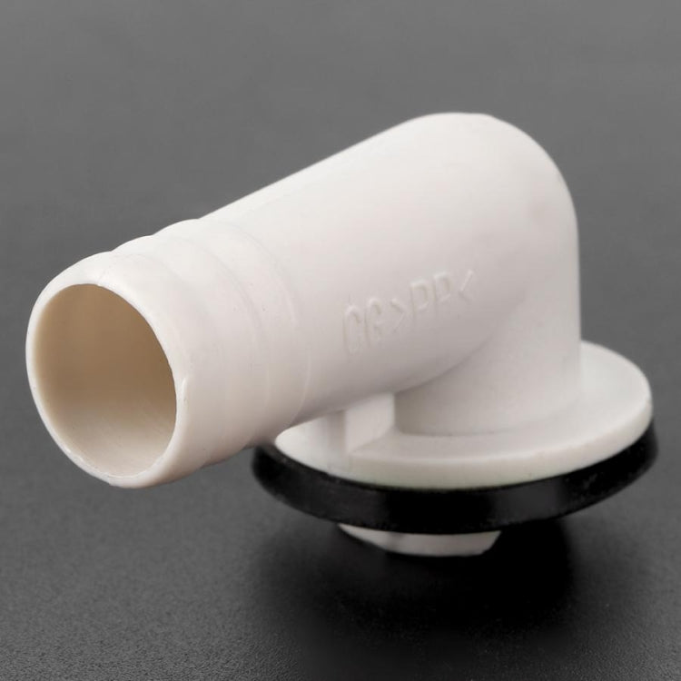 Elbow air conditioner drain nozzle, white plastic elbow with black rubber gasket