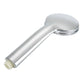 Chrome handheld shower head with contoured handle and spray face, threaded outlet