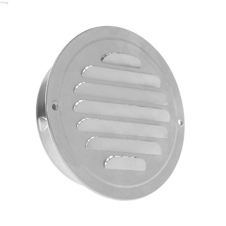 Stainless steel bird hood with slotted vent openings on a round flat cover