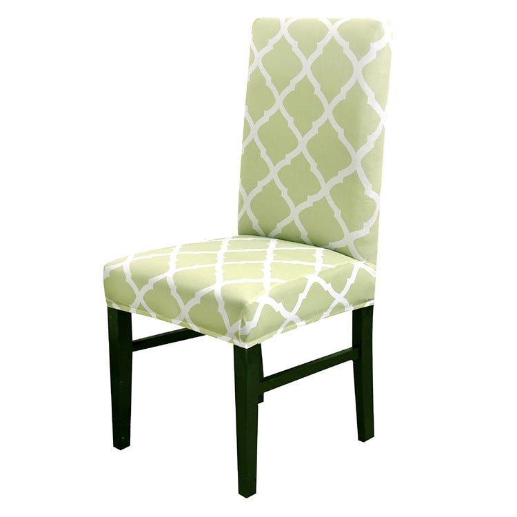Stretch chair cover in light green with white trellis pattern