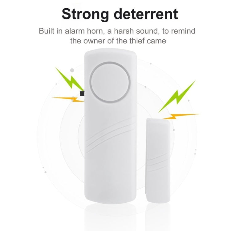 Wireless door/window magnetic alarm sensor and separate magnet contact, white