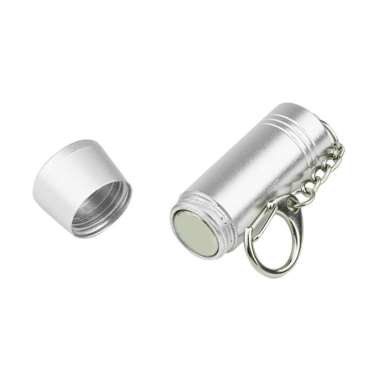 Silver magnetic tag remover cylinder with open end and keyring chain