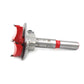 Wood drill hinge reamer bit with red wing cutter and silver guide shank