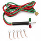 Punching tool with black handle, green/red cables, brass connector, and 5 copper nozzles