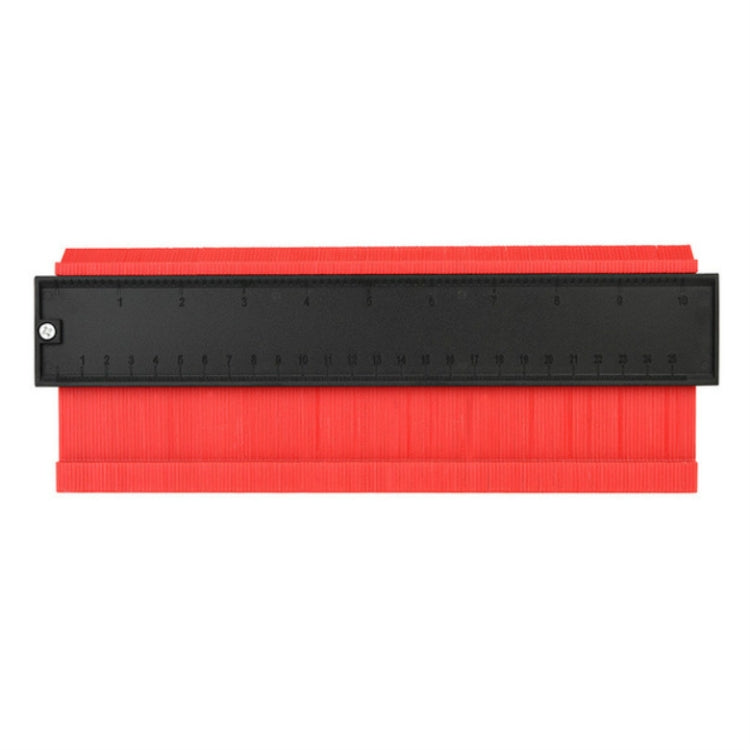 Blue contour gauge with black measuring bar and measurement markings