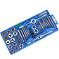 Blue thread tap and die set case with assorted round dies and metal taps