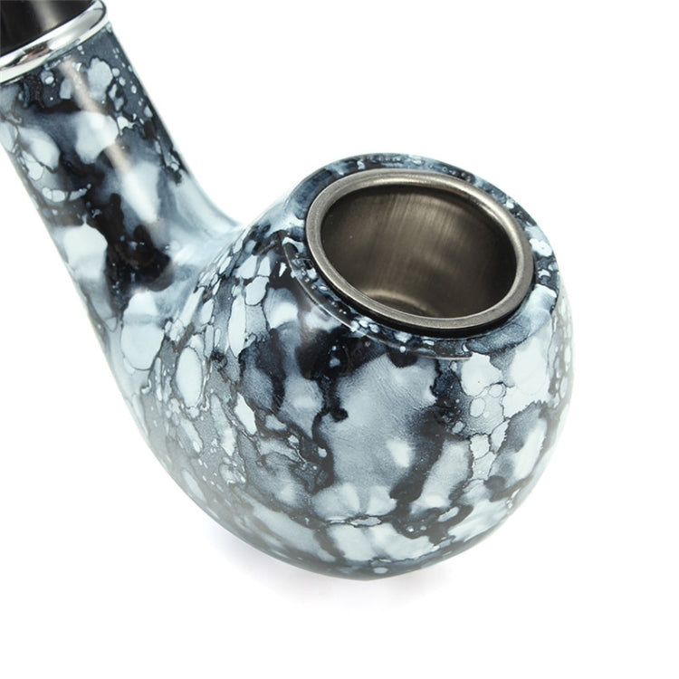 Marble-pattern metal smoking pipe bowl with stainless steel inner opening and rim