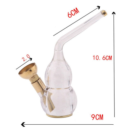 Mini acrylic hookah with clear curved neck and copper-toned joint