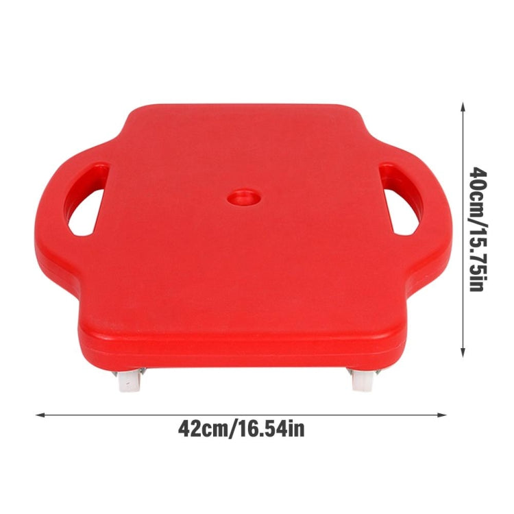 Children's red balance scooter base with side handgrips and four caster wheels